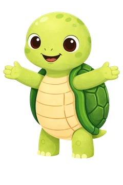 Kashui, la tortuga de la app, saludando